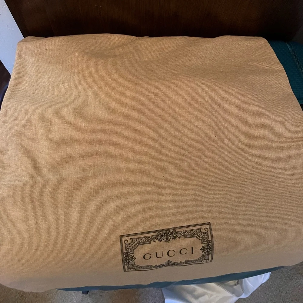 Gucci vintage green teal trim monogram canvas Abbey bag & Gucci dust bag - Picture 16 of 16